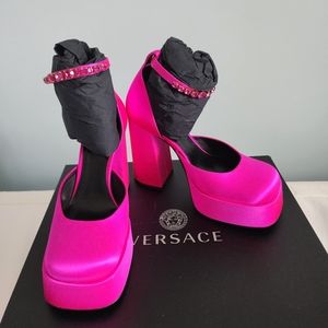 Versace Medusa Aevitas Satin Crystal-Embellished Platform Pumps